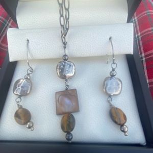 Silpada sterling silver tiger’s eye necklace & earrings set